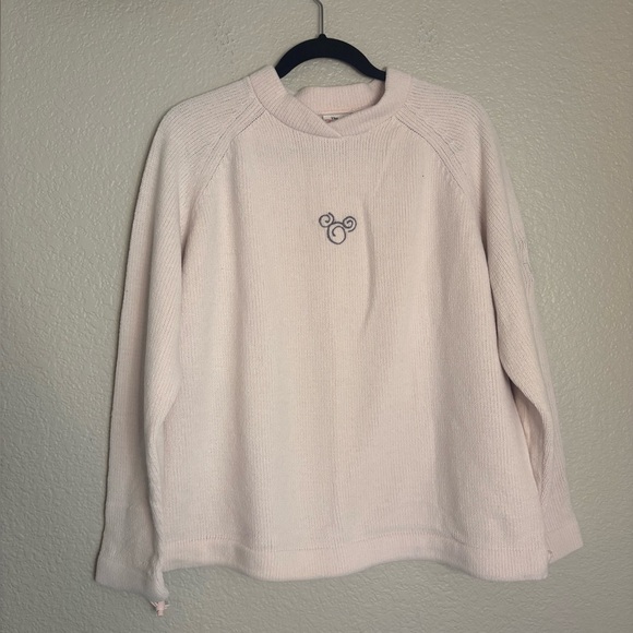 VTG Disney Store Y2K Sweater Light Pink Mickey Mouse Embroidery Disney Parks XL - Picture 3 of 9